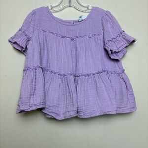 Girls Cotton On Kids Sz 5 Purple Ruffle Flowy Top Shirt